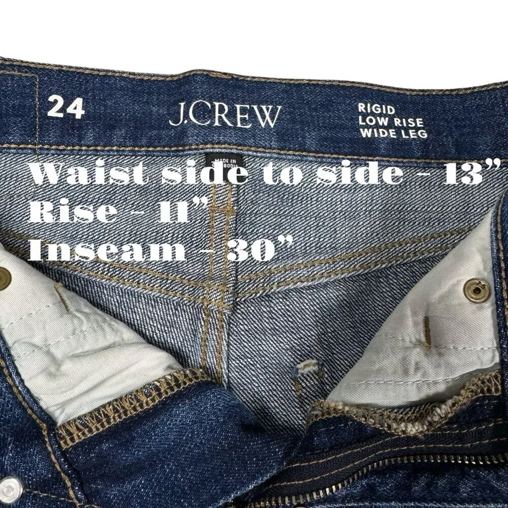 J. Crew Wide Leg Jeans Sz 24 5 Pockets Dark Wash Relaxed Fit Denim - Picture 8 of 14